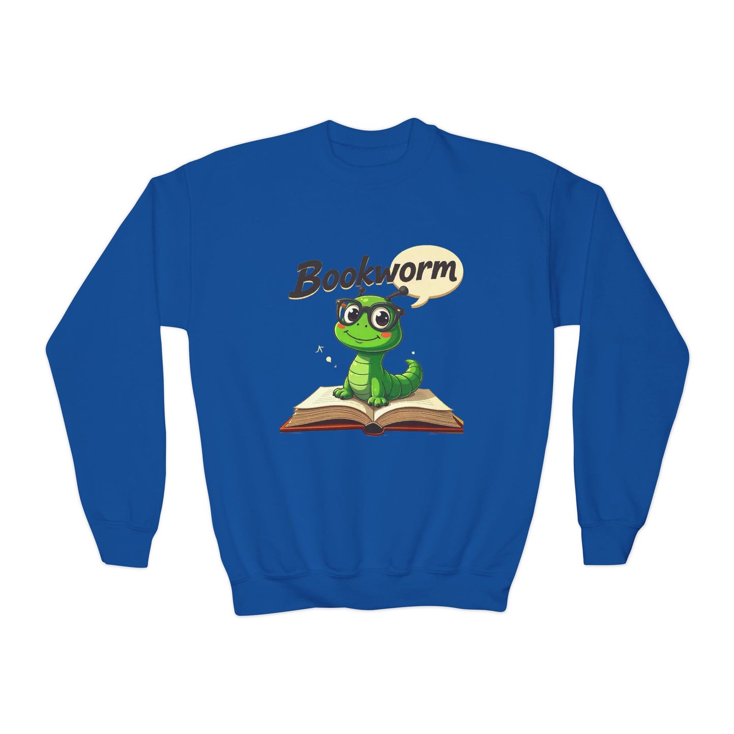 Cute Bookworm Youth Crewneck Sweatshirt | Adorable Sweatshirt for Readers, Gift for Book Lovers, Kids' Apparel, School Spirit Wear