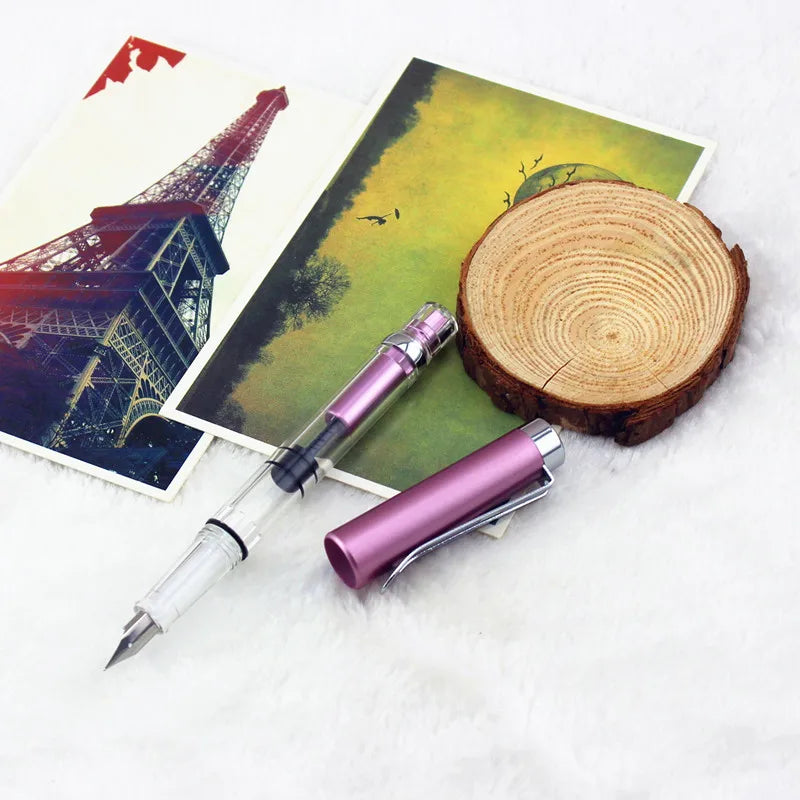 Transparent Fountain Pen with Silver Clip