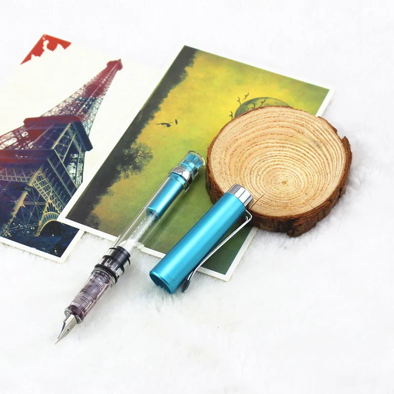 Transparent Fountain Pen with Silver Clip