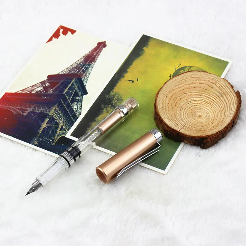 Transparent Fountain Pen with Silver Clip
