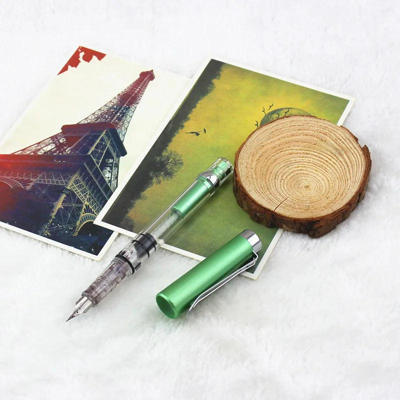 Transparent Fountain Pen with Silver Clip