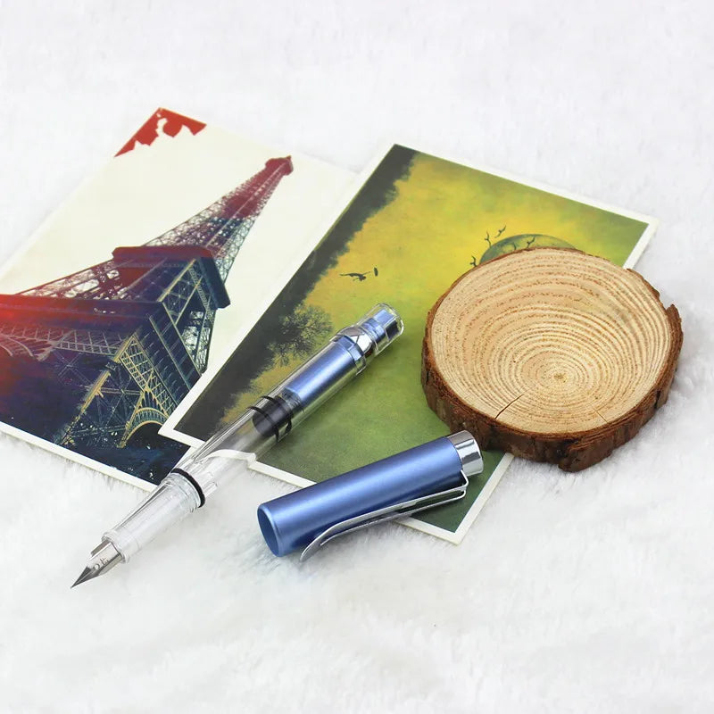 Transparent Fountain Pen with Silver Clip