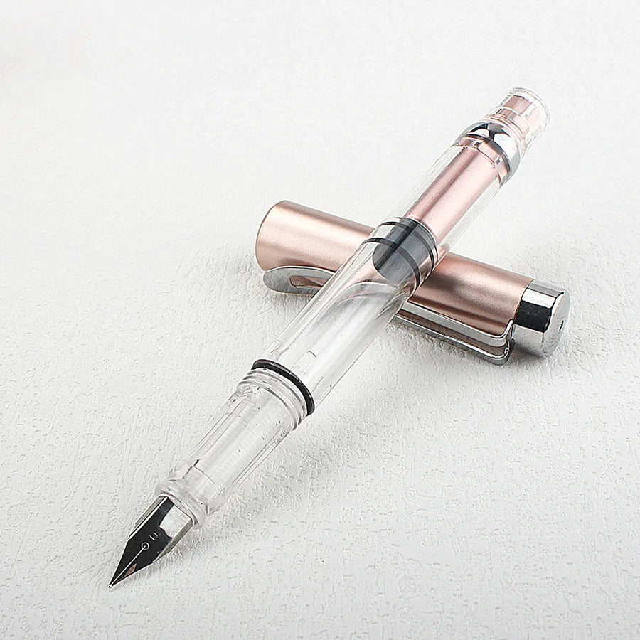 Transparent Fountain Pen with Silver Clip