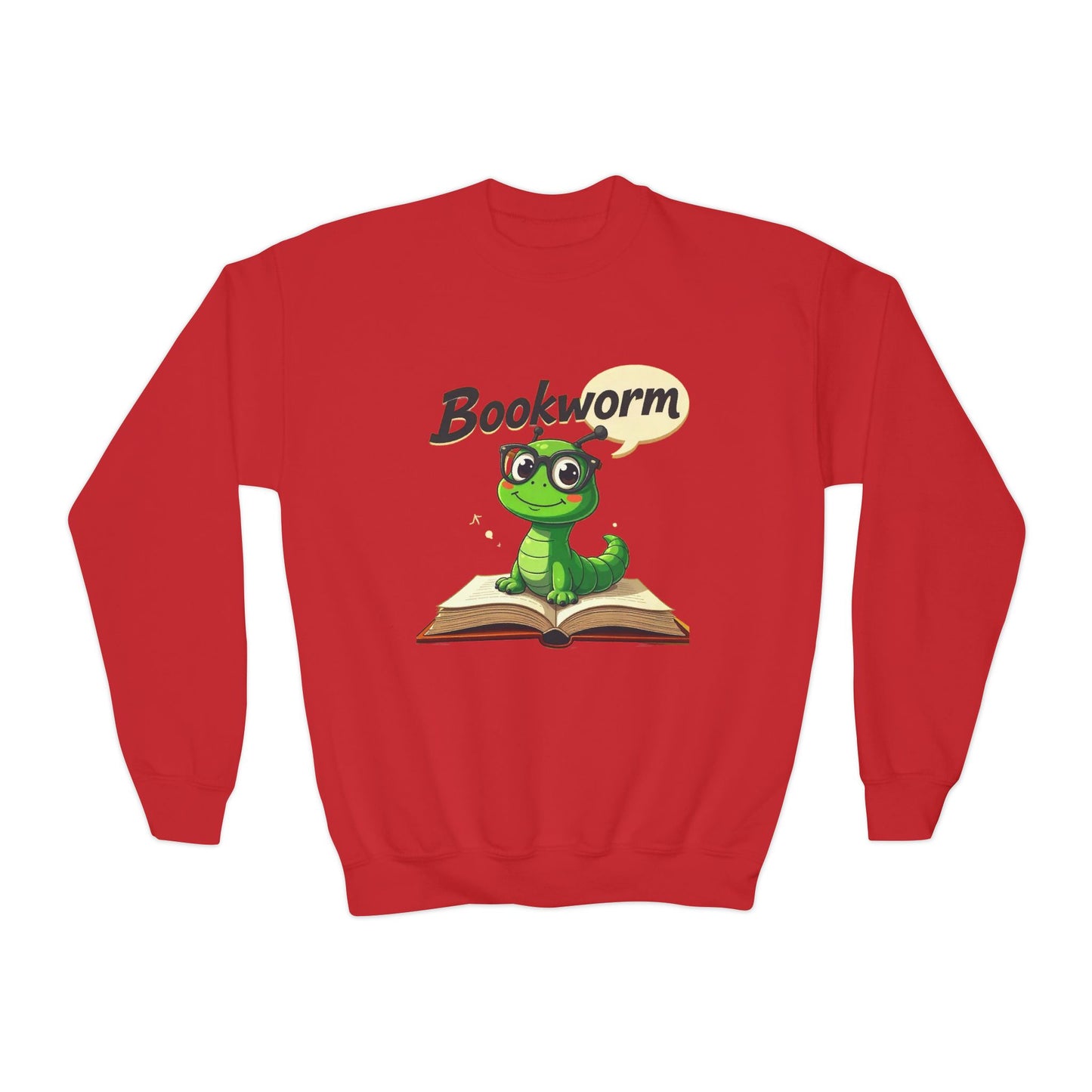 Cute Bookworm Youth Crewneck Sweatshirt | Adorable Sweatshirt for Readers, Gift for Book Lovers, Kids' Apparel, School Spirit Wear