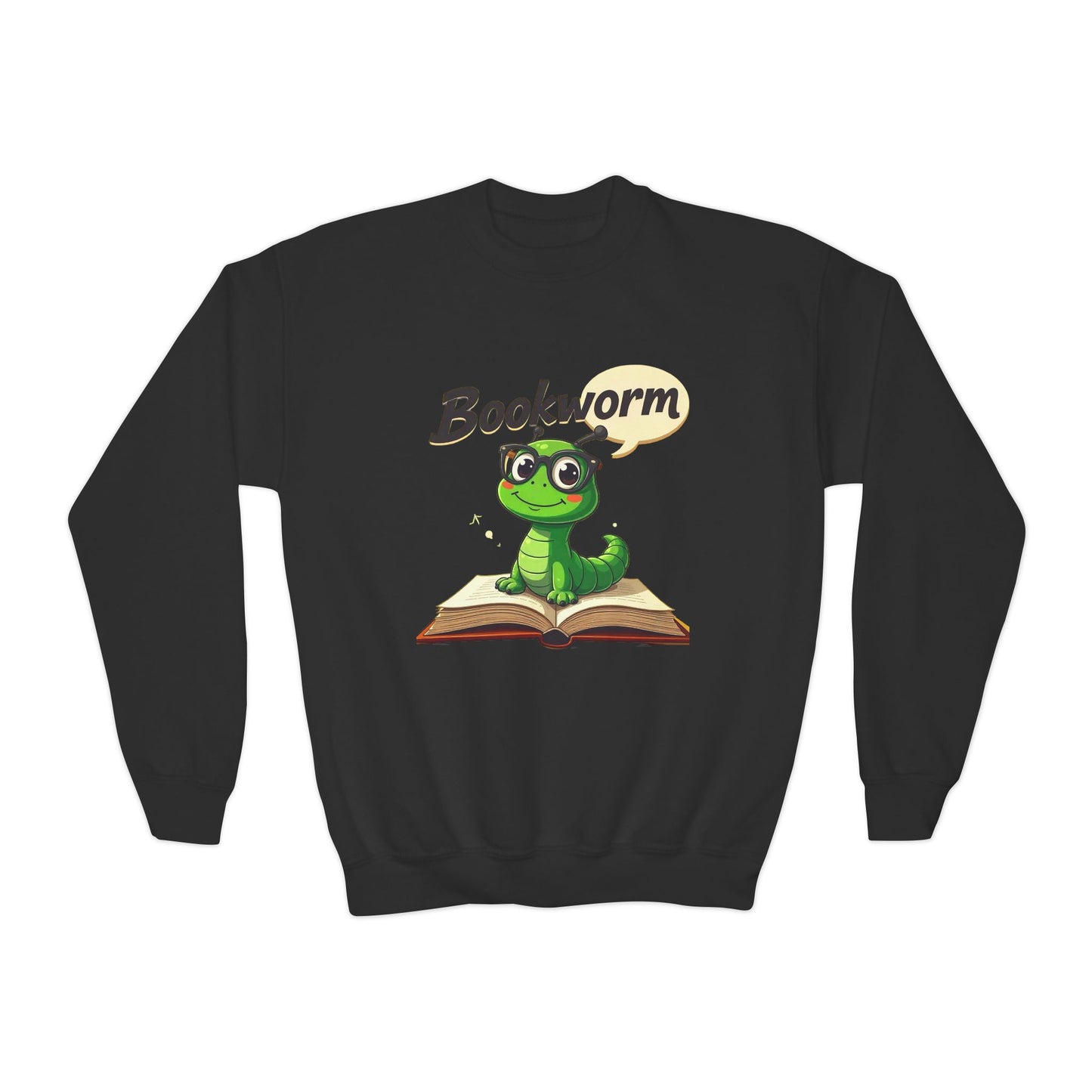 Cute Bookworm Youth Crewneck Sweatshirt | Adorable Sweatshirt for Readers, Gift for Book Lovers, Kids' Apparel, School Spirit Wear