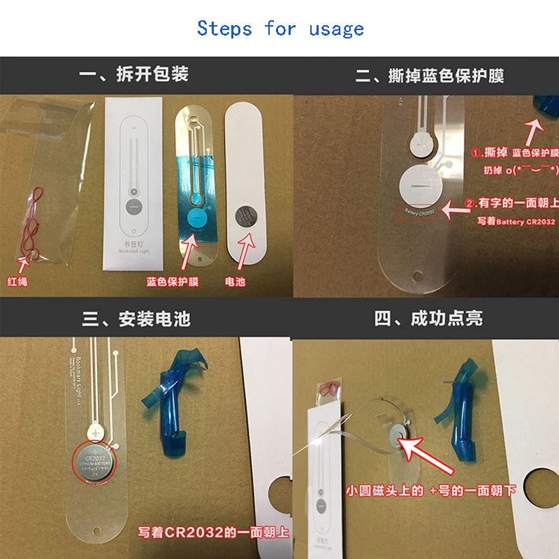 1pcs Mini Ultra Thin Bookmark LED Book Light