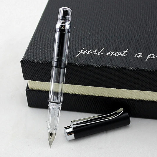 Transparent Fountain Pen with Silver Clip