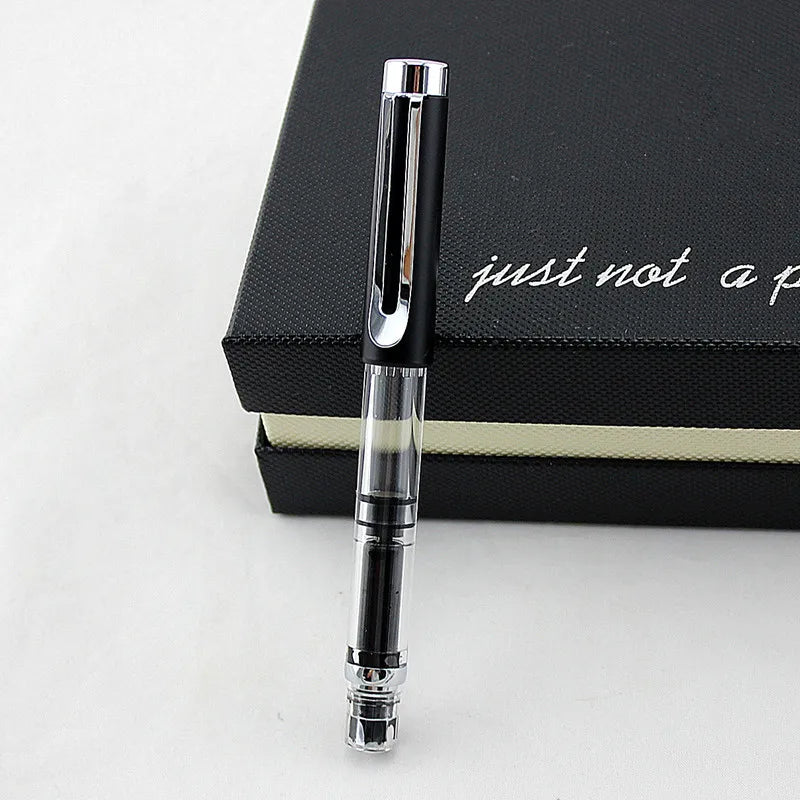 Transparent Fountain Pen with Silver Clip