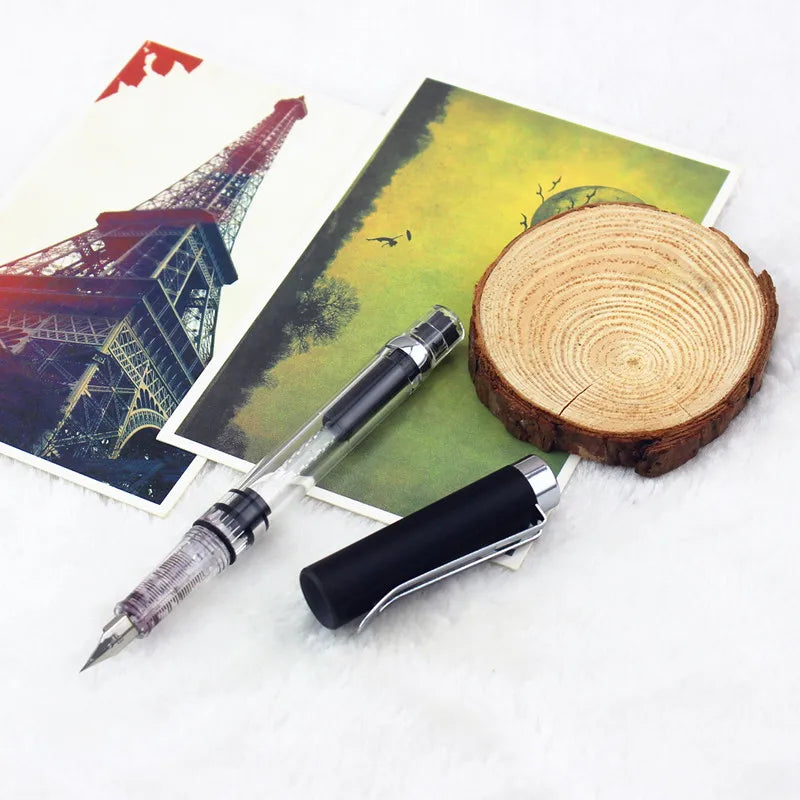 Transparent Fountain Pen with Silver Clip