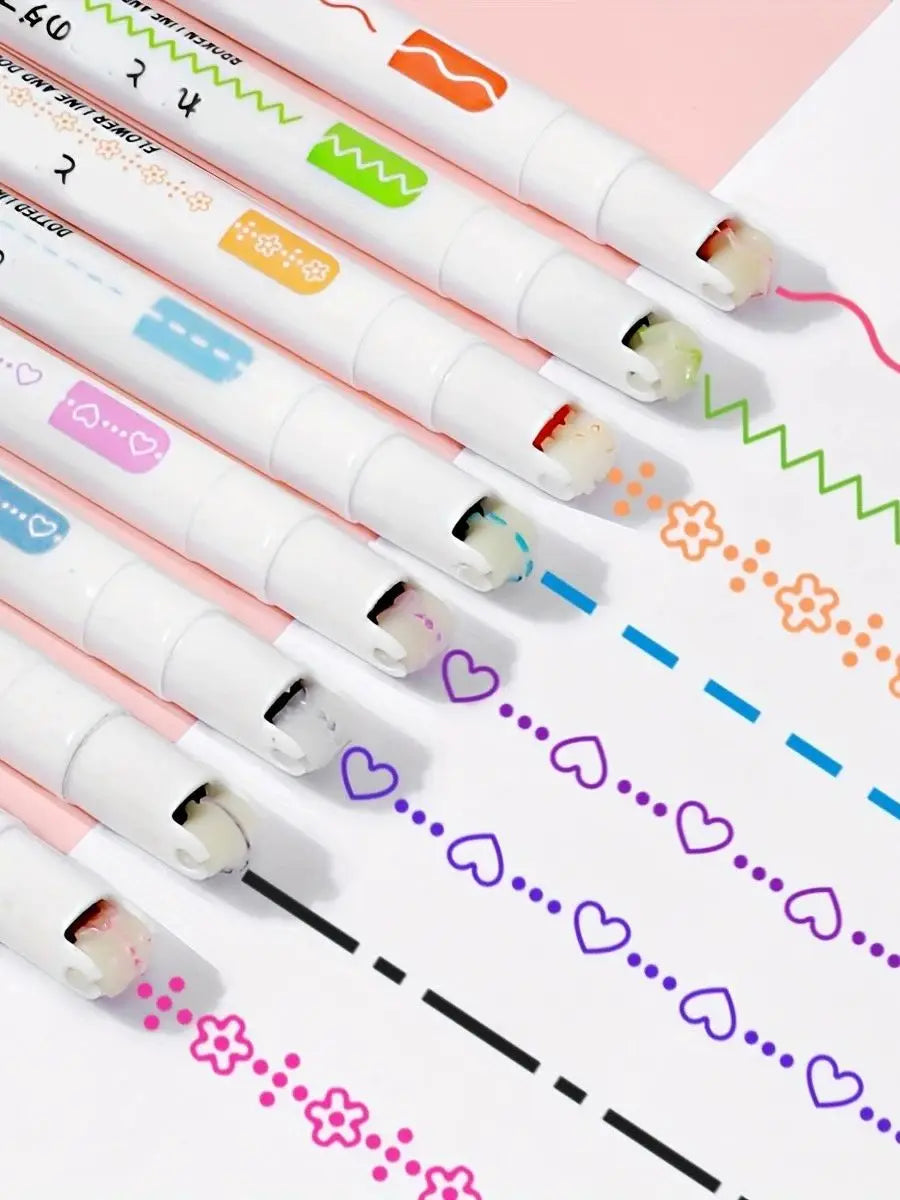 8pcs Double Head Quick-Drying Colorful Double-ended pen