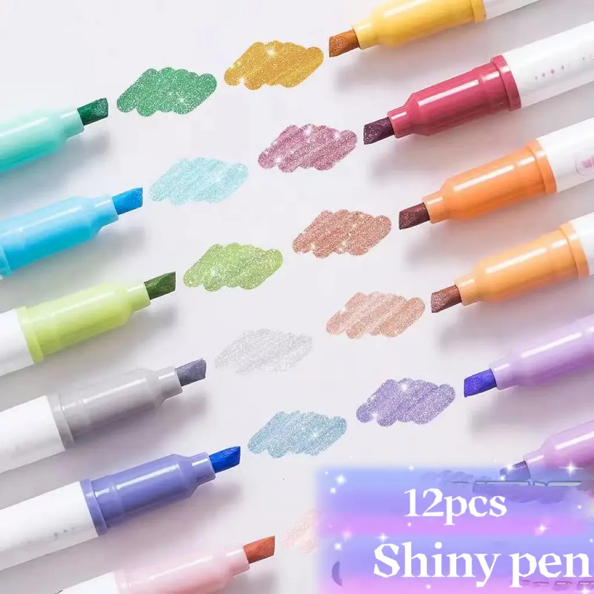 12pcs Glitter Shiny Highlighter Marker pen