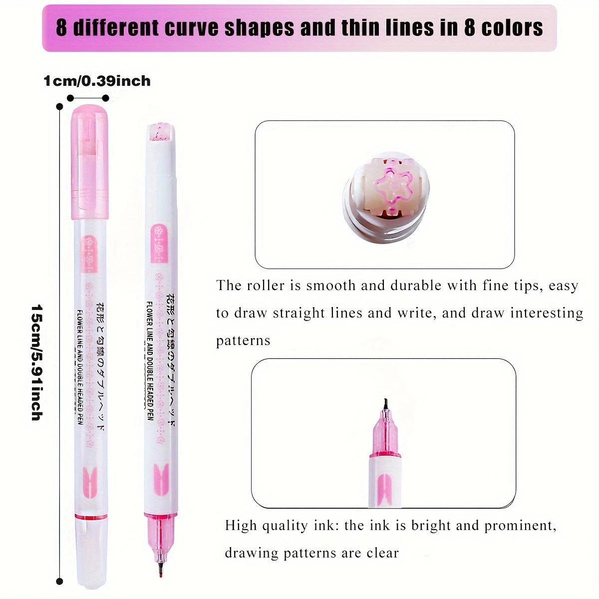 8pcs Double Head Quick-Drying Colorful Double-ended pen