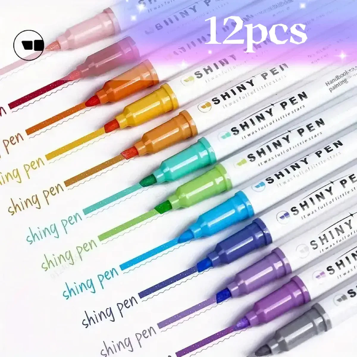 12pcs Glitter Shiny Highlighter Marker pen