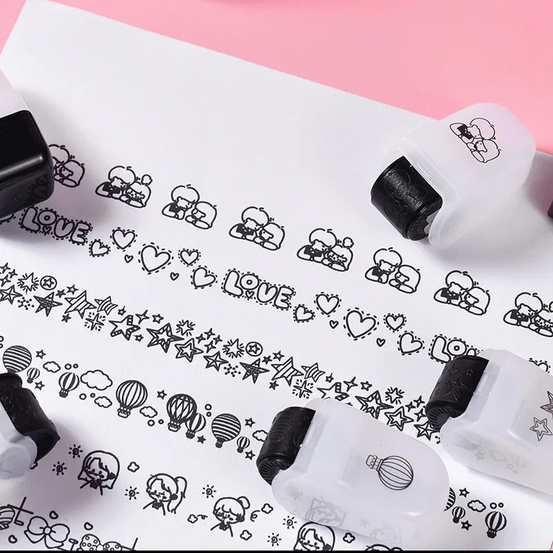 Creative Flower Rolling Stamp - DIY Journal Decoration