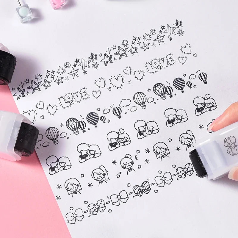 Creative Flower Rolling Stamp - DIY Journal Decoration