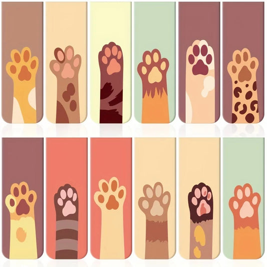 12pcs Magnetic Bookmarks, Cat Paws