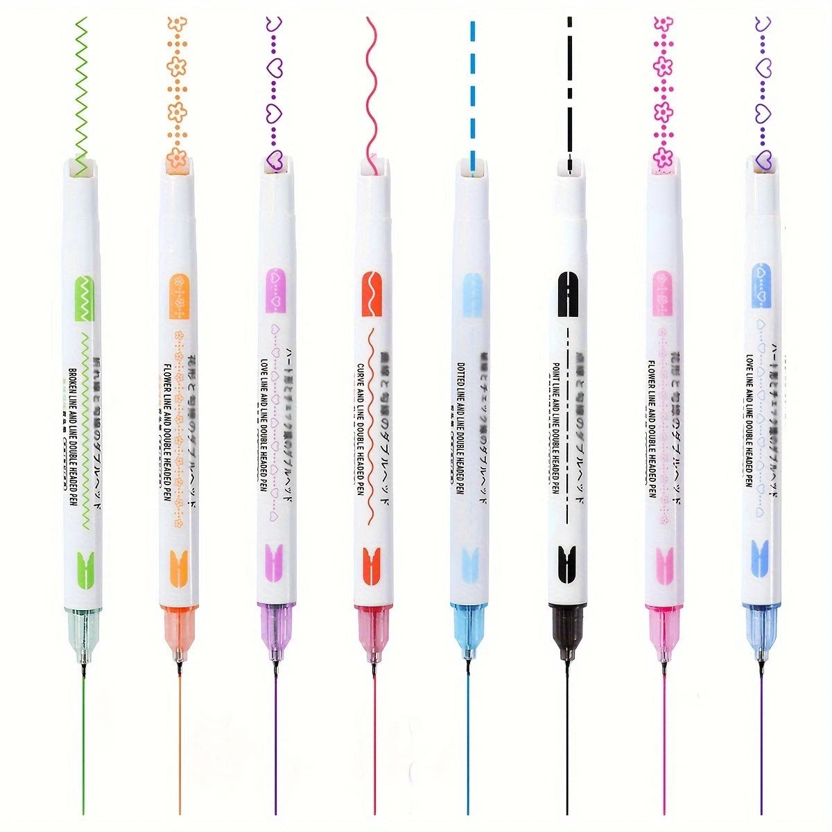 8pcs Double Head Quick-Drying Colorful Double-ended pen