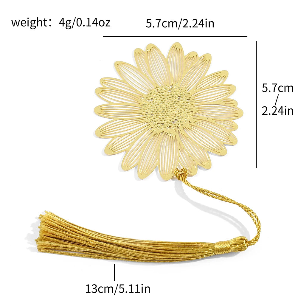 Handmade Golden Rose Lotus Flower Bookmark