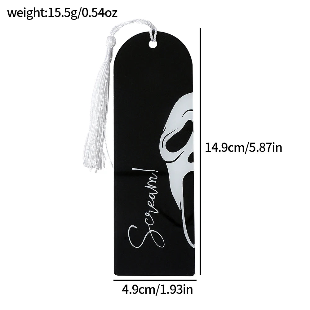 Halloween 1pc horror knife red and white tassel acrylic bookmark