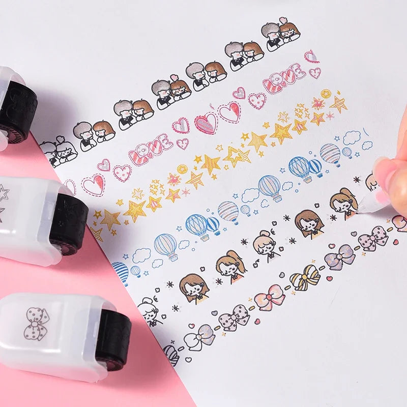 Creative Flower Rolling Stamp - DIY Journal Decoration