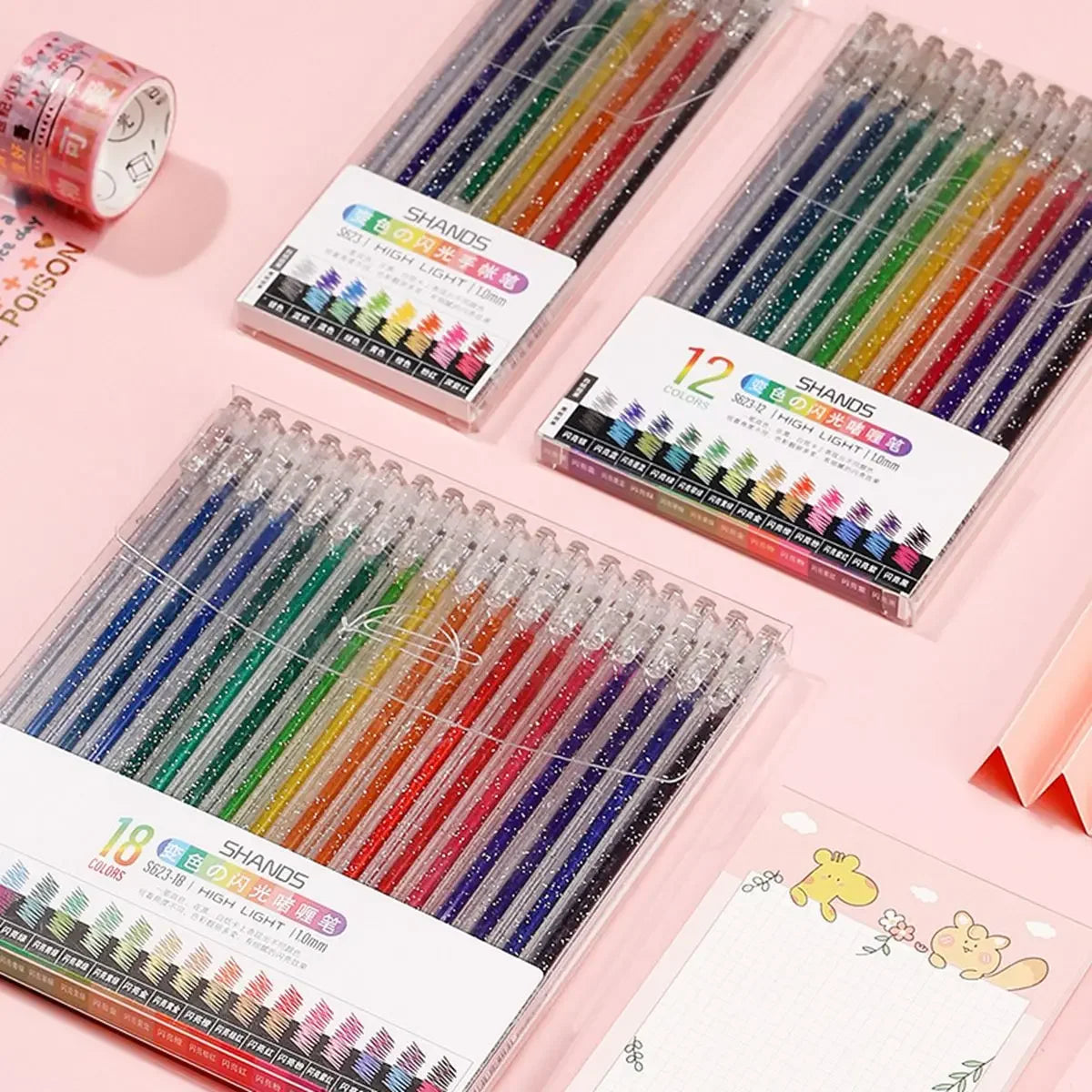1.0 mm Bullet tip Colorful glitter Gel Pen Set
