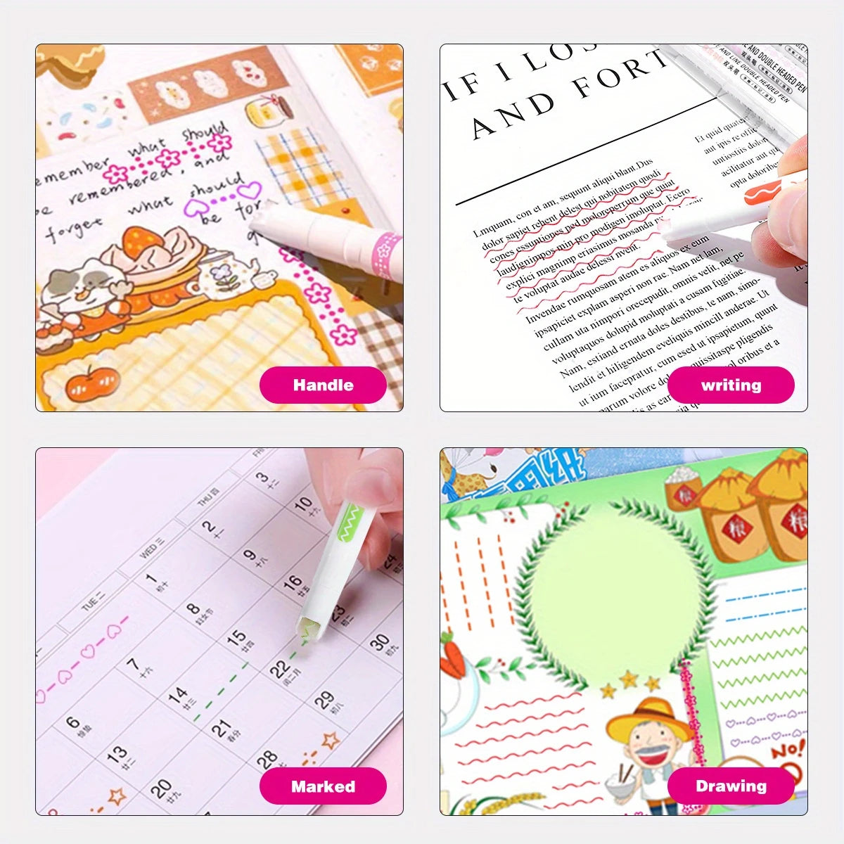 8pcs Double Head Quick-Drying Colorful Double-ended pen