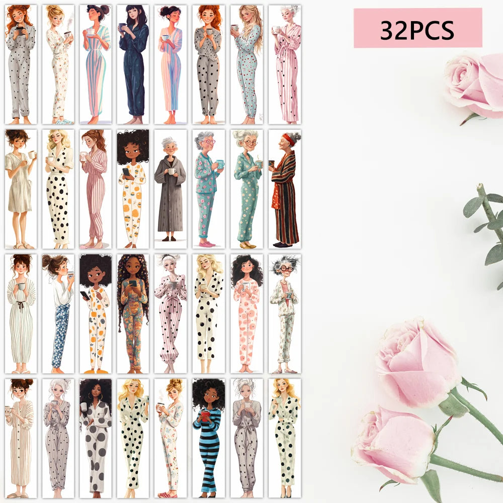 32pcs, Watercolor Illustration Girl Bookmarks