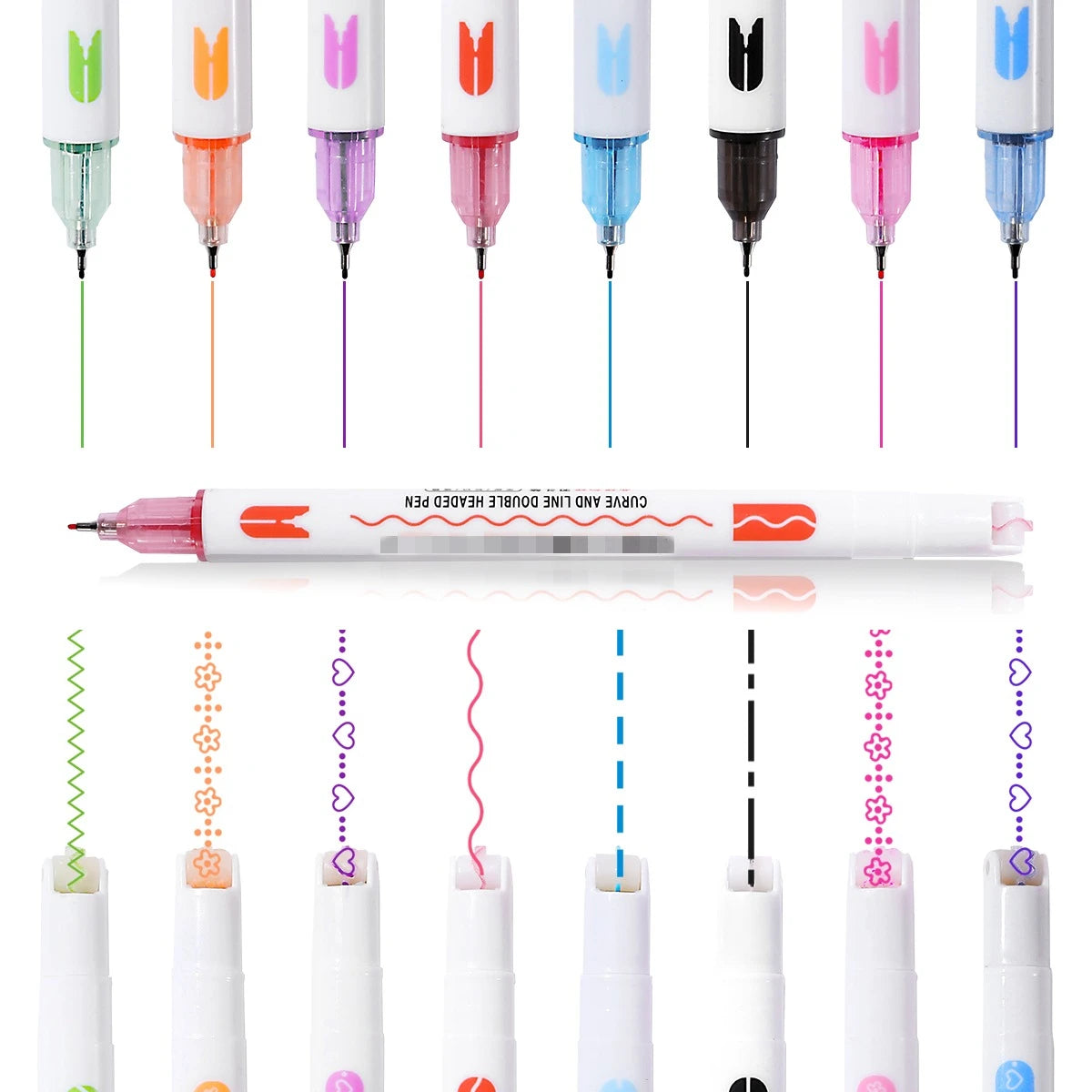 8pcs Double Head Quick-Drying Colorful Double-ended pen
