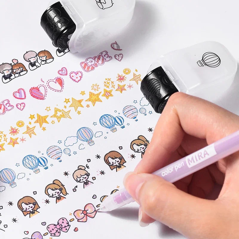Creative Flower Rolling Stamp - DIY Journal Decoration