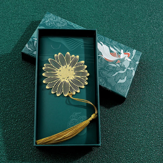 Handmade Golden Rose Lotus Flower Bookmark